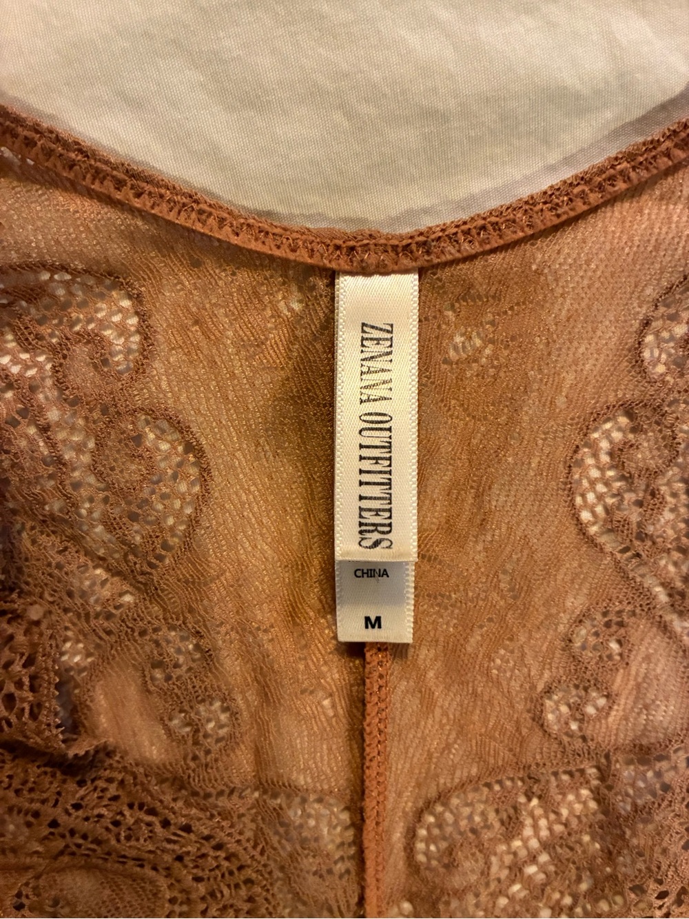 Zenana Outfitters Lace Bralette Crop Top in Tan (Peachy) - Picture 2 of 3